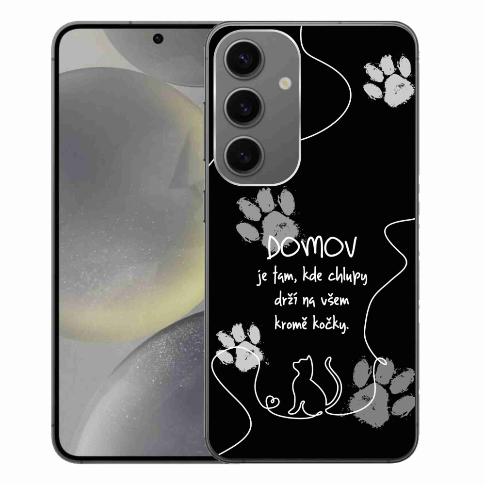 Gél borítás mmCase Samsung Galaxy S24+ készülékhez - macska motívum fekete háttérrel