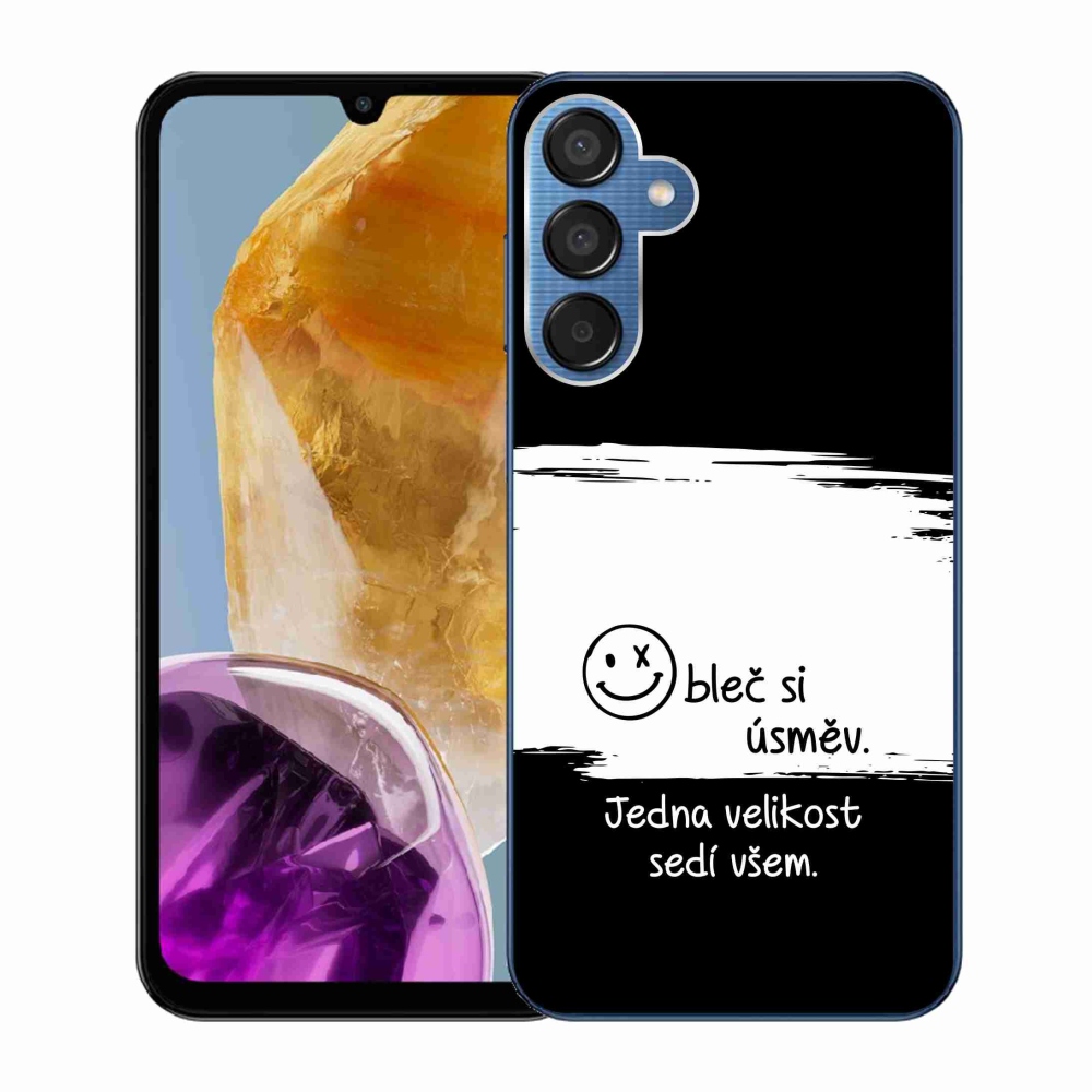 Gél borító mmCase Samsung Galaxy M15 5G - vicces szöveg 8 fekete és fehér háttérrel