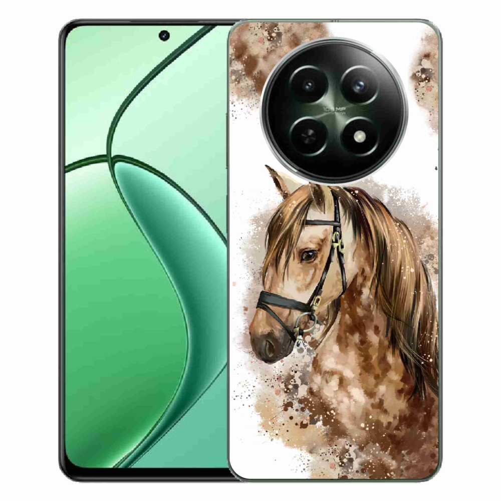 Zselés borítás mmCase a Realme 12 5G/12x 5G készülékhez - barna rajzfilm ló