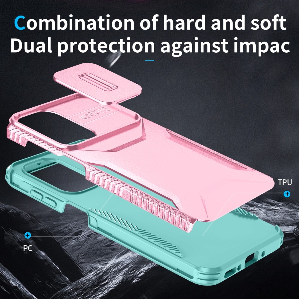 Csúszásálló, tartós borítás Samsung Galaxy A26 5G készülékhez - rózsaszín/kék-zöld