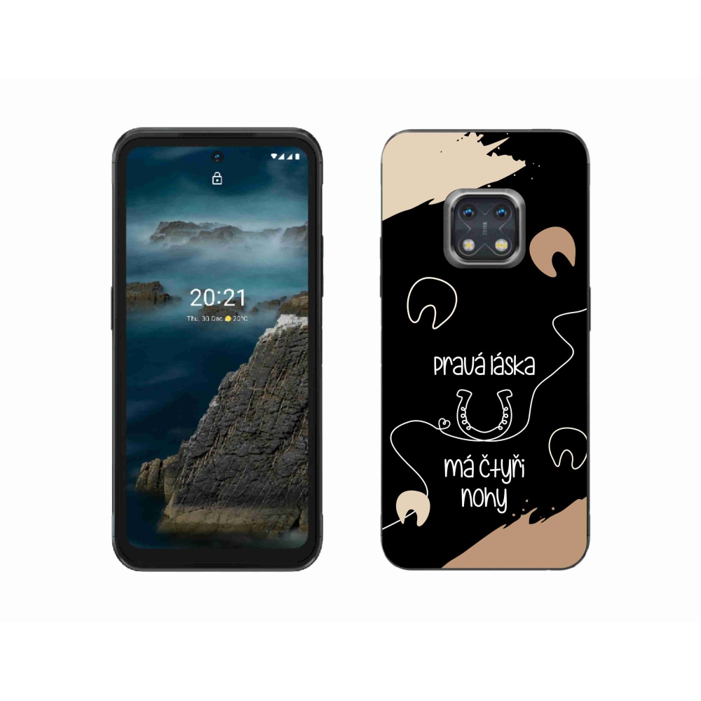 Zselés borítás mmCase a Nokia XR20 készülékhez - ló motívum fekete háttérrel