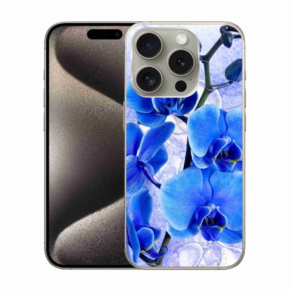 Zselés borítás mmCase iPhone 15 Pro készülékhez - kék virágok