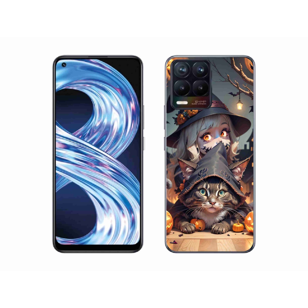 Gél borítás mmCase a Realme 8 4G-n - boszorkány macskával