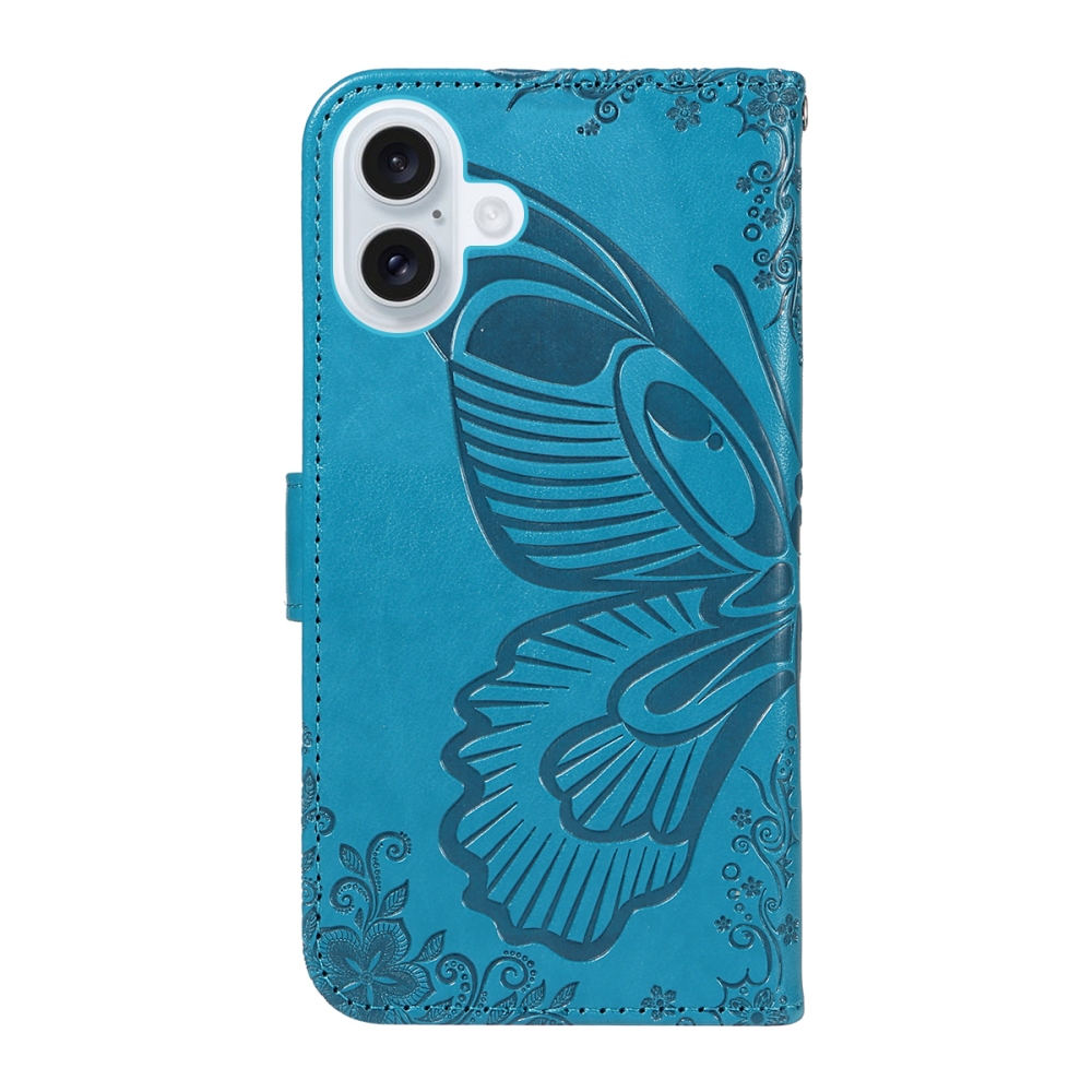 Virágos pillangó könyvtáska iPhone 17 készülékhez - kék