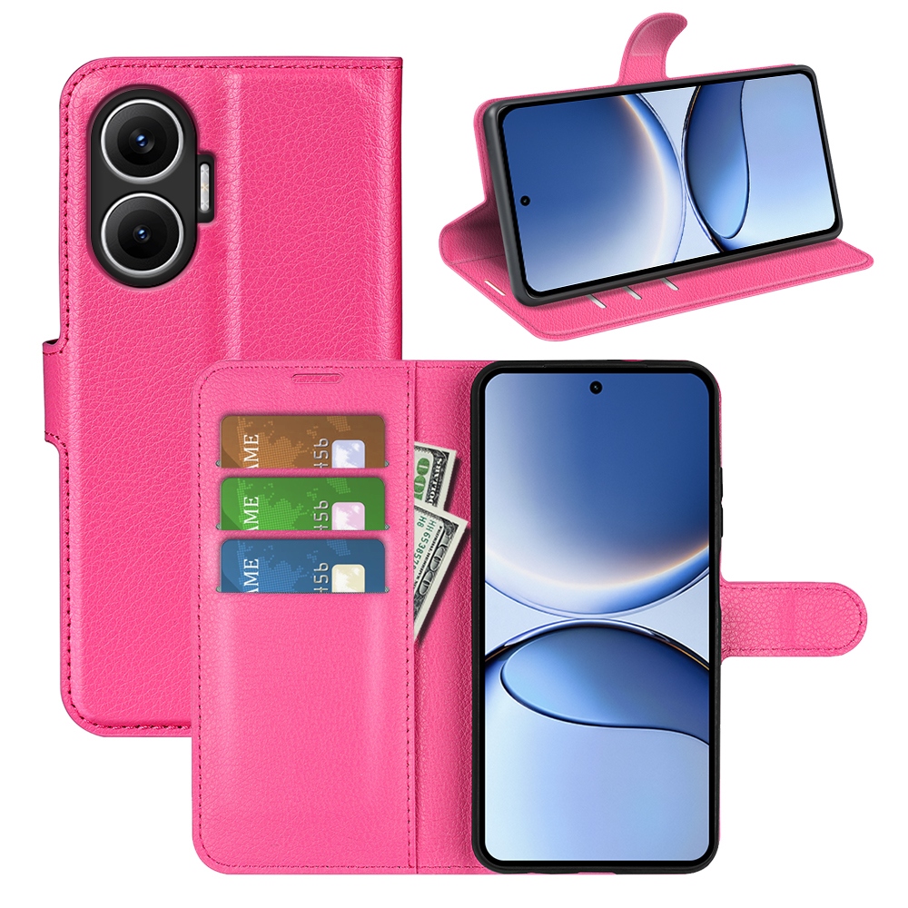 Litchi könyv tok a Xiaomi Poco F7 5G-hez - rózsaszínű