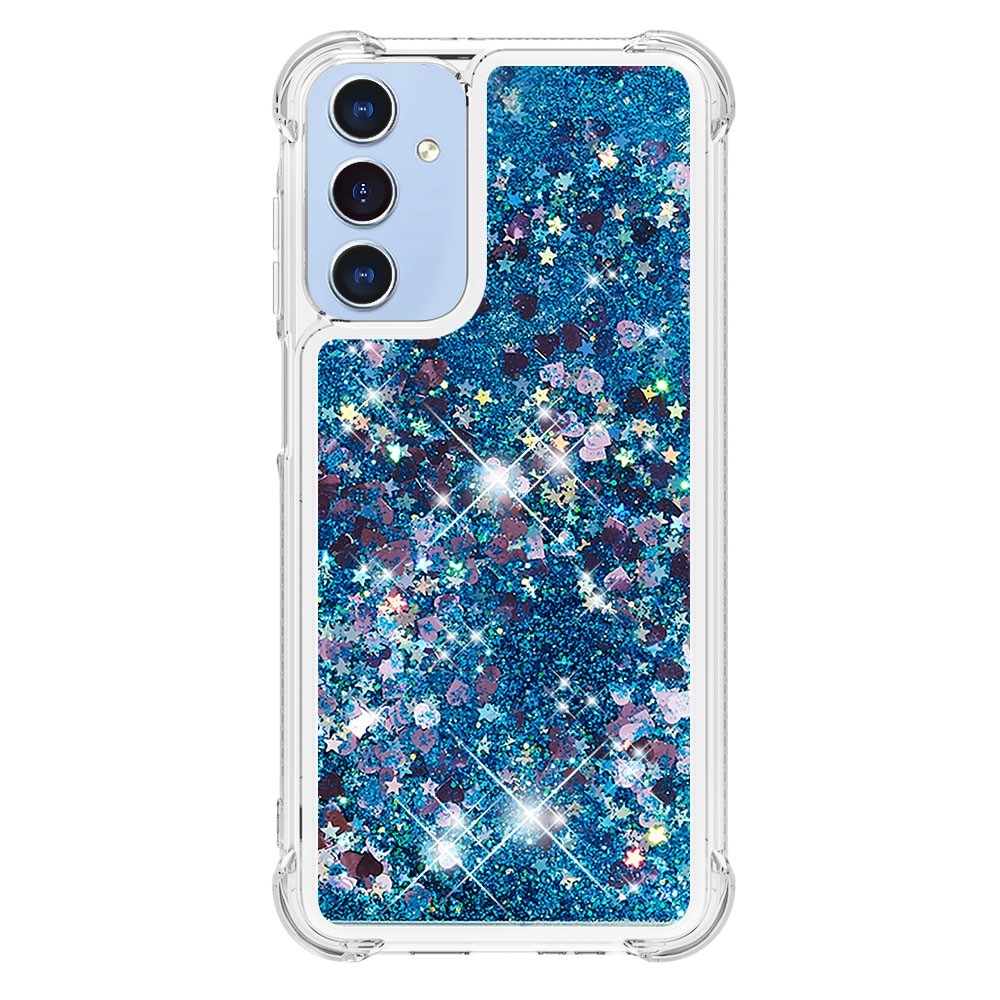 Glitter homokóra zselés tok Samsung Galaxy A26 5G - kék/szívek