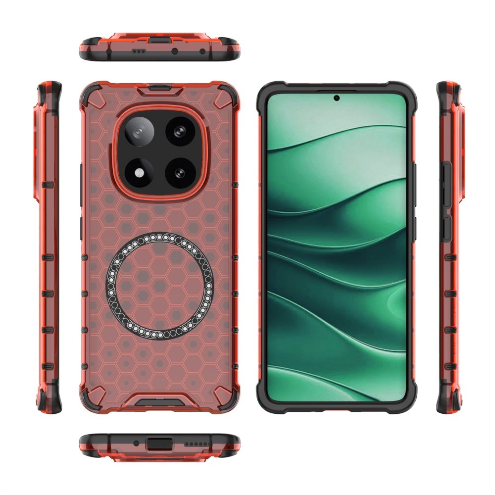 Mézédes, tartós védőburkolat MagSafe-vel a Xiaomi Redmi Note 14 Pro 5G/Poco X7 5G számára - piros színű