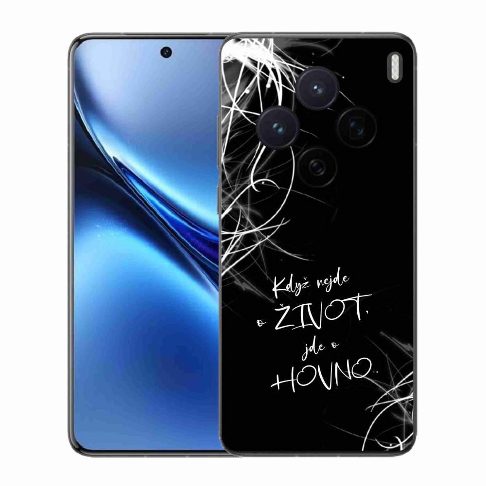 Gél borító mmCase a Vivo X200 5G készülékhez - vicces szöveg 16 fekete háttér