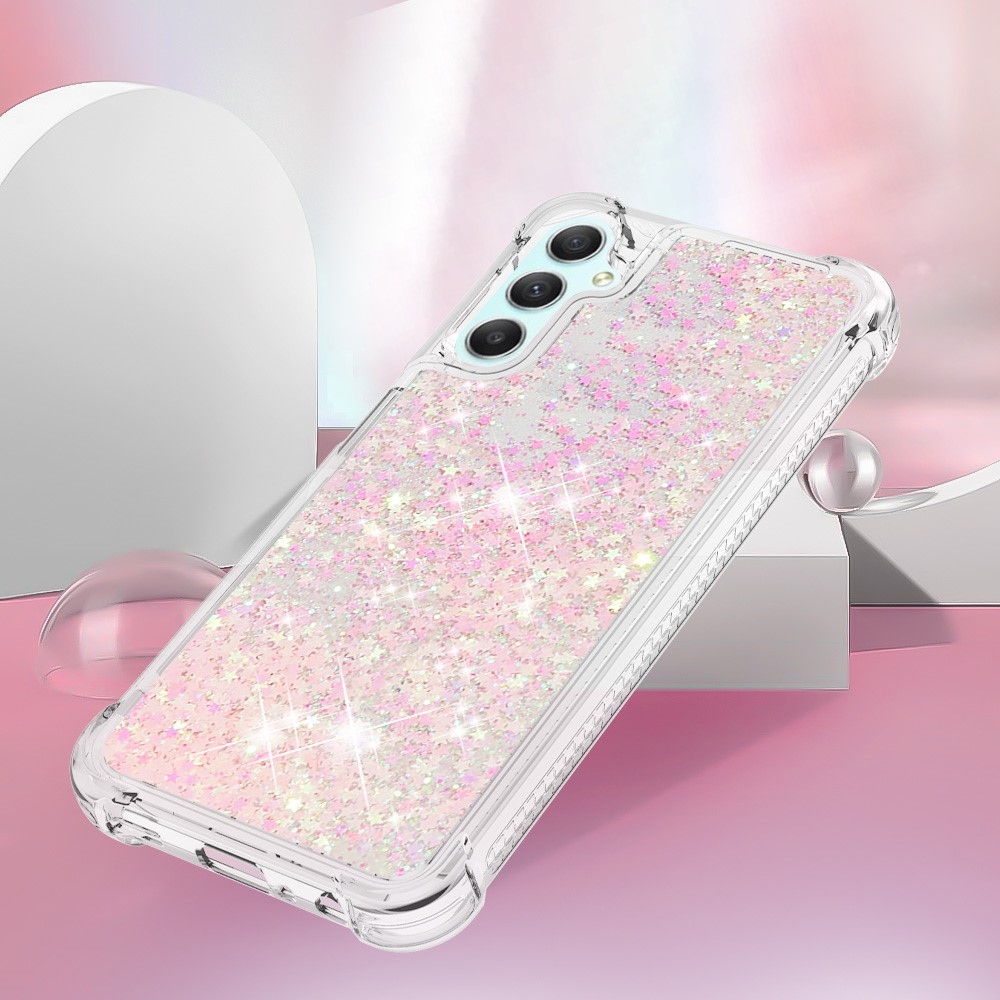 Glitter homokóra zselés tok Samsung Galaxy A24 készülékhez - rózsaszín / csillagok