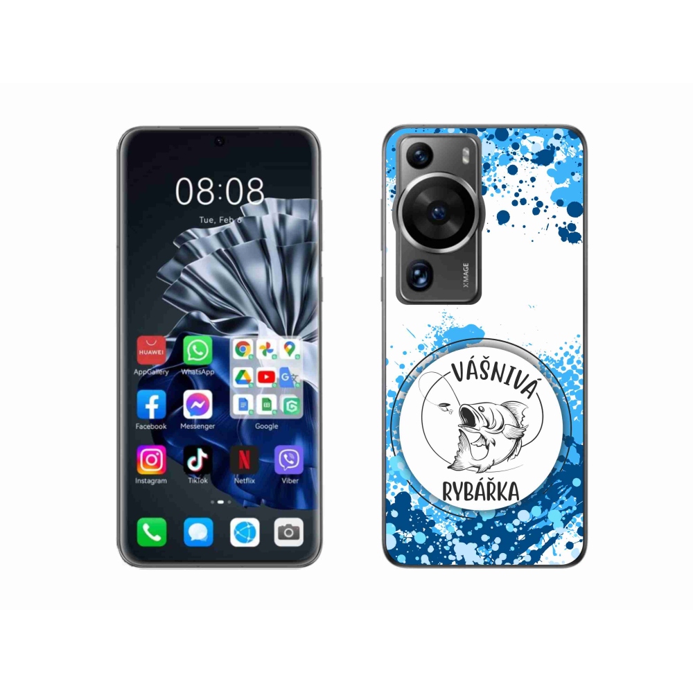 Gél borító mmCase a Huawei P60 Pro számára - szenvedélyes halásznő fehér háttérrel