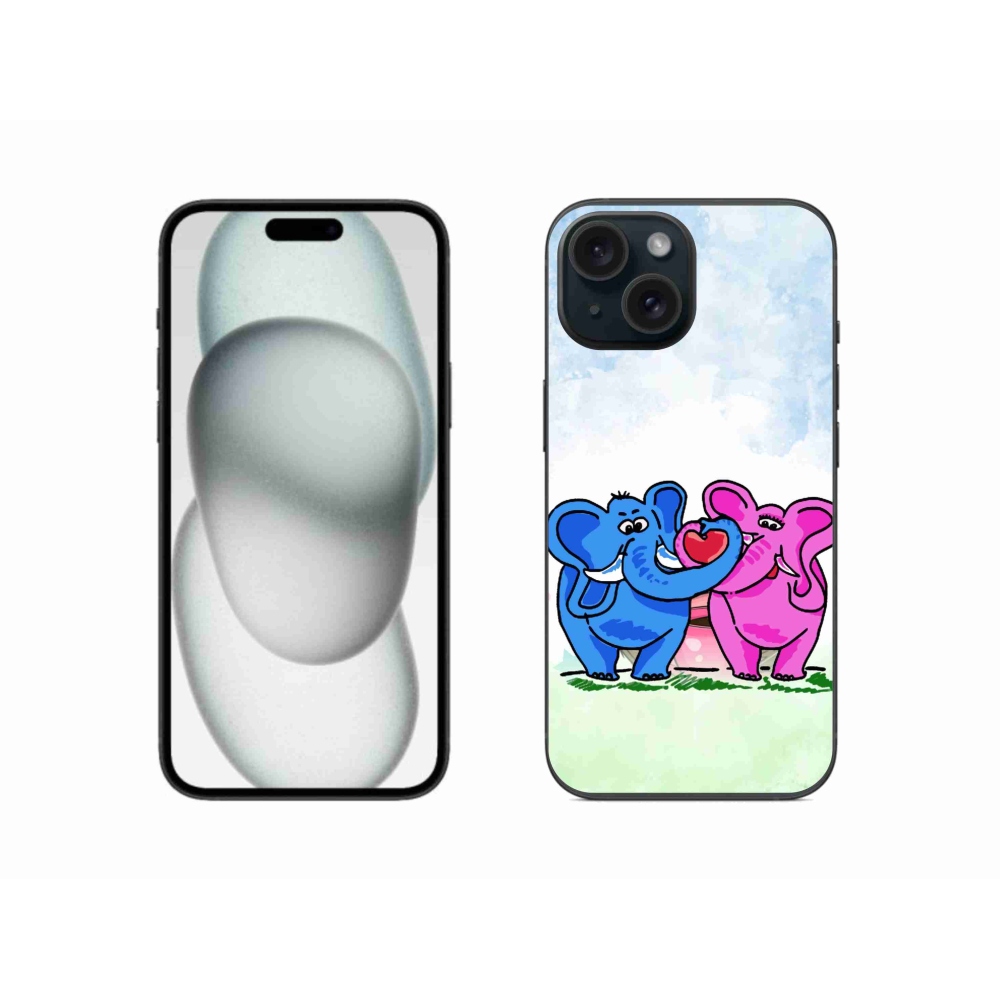 Gél borítás mmCase iPhone 15 készülékhez - szerelmes elefántok
