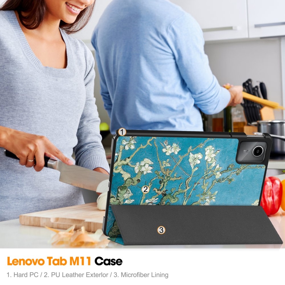 Nyomtatás intelligens záró tok Lenovo Tab M11/Tab K11 - fehér virágok