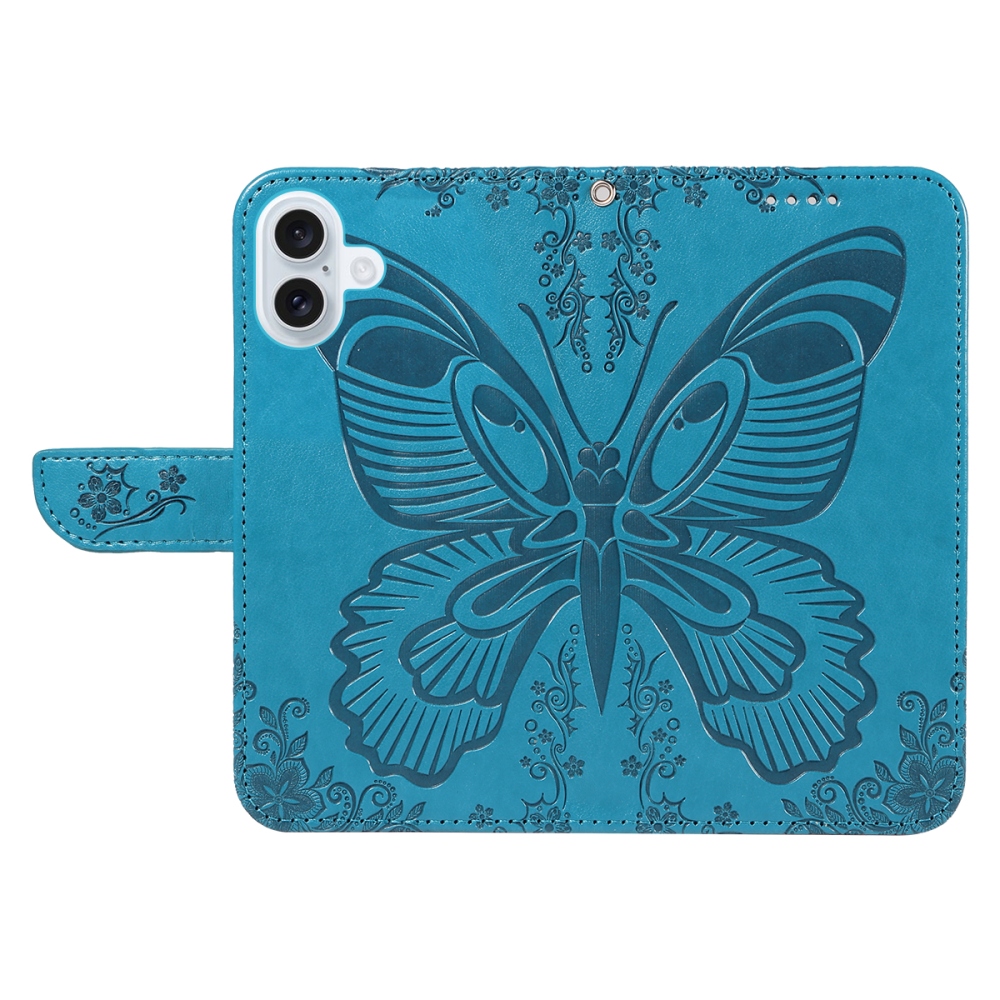Virágos pillangó könyvtáska iPhone 17 készülékhez - kék