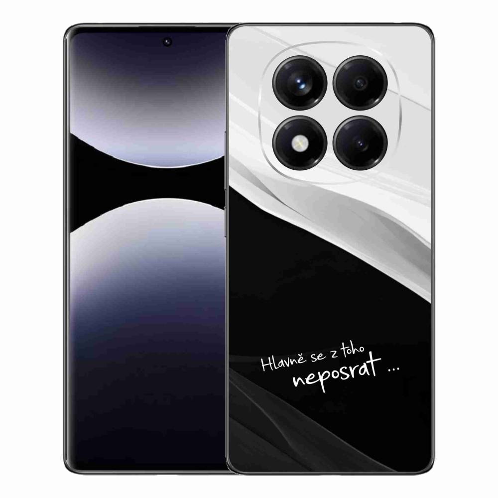 Gél borító mmCase a Xiaomi Redmi Note 14 Pro számára - vicces szöveg 13 fekete és fehér háttérrel