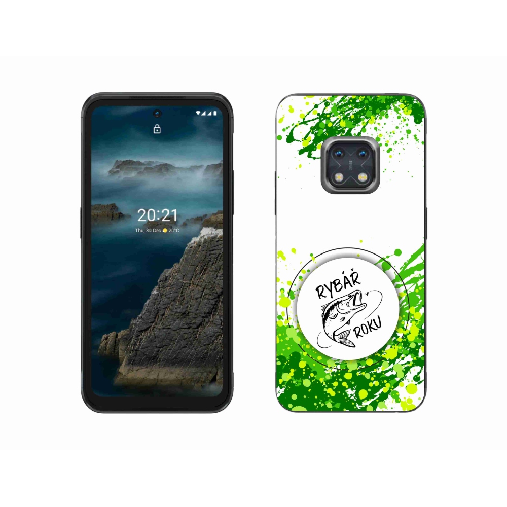 Zselés borító mmCase a Nokia XR20 készülékhez - Az év halászának fehér háttere