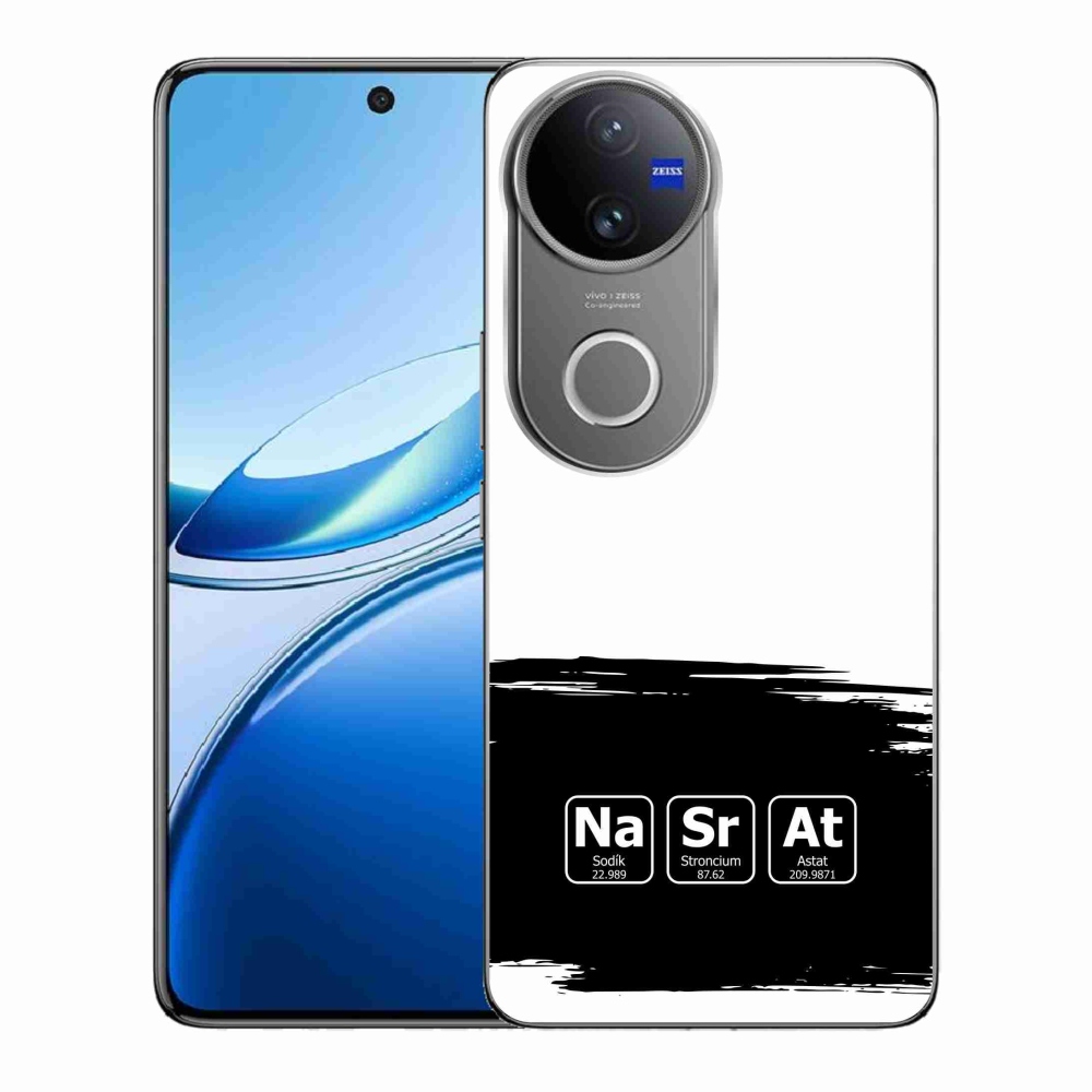 Gél borító mmCase a Vivo V50 5G-n - kémiai elemek fekete és fehér háttérrel