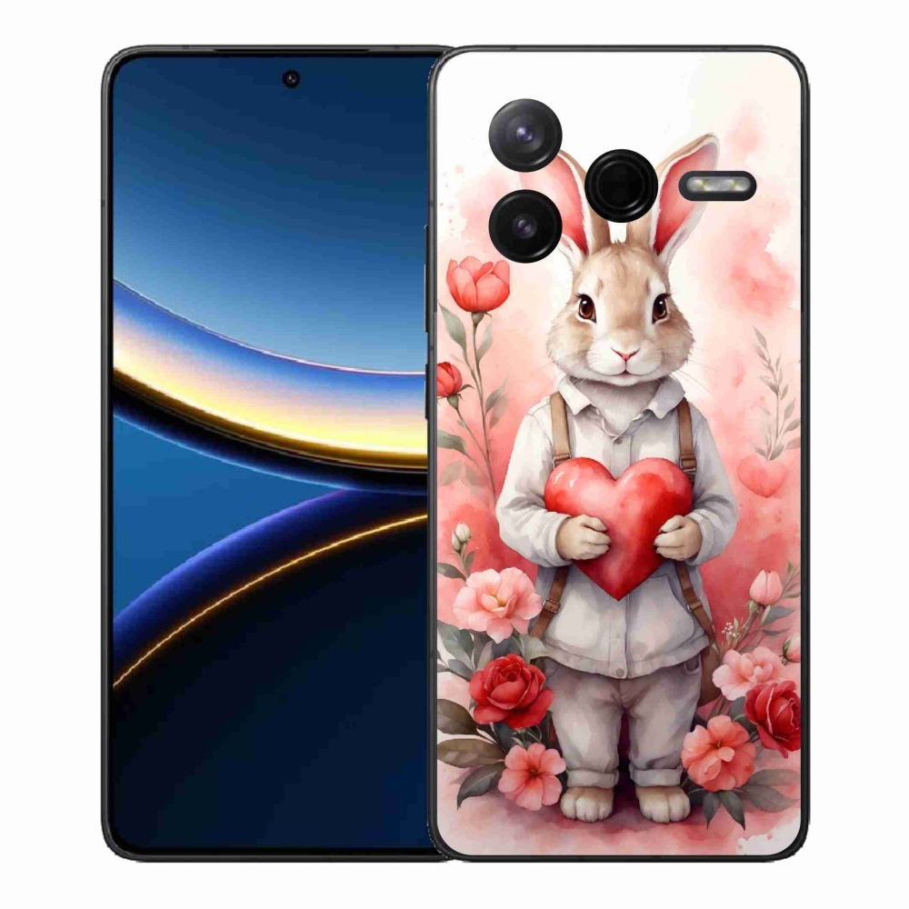 Gél borítás mmCase a Xiaomi Poco F7 Pro számára - nyúl szívvel