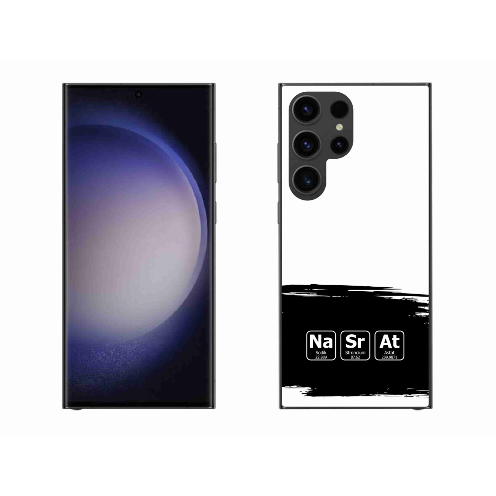 Gél borítás mmCase Samsung Galaxy S23 Ultra 5G - kémiai elemek fekete és fehér háttérrel