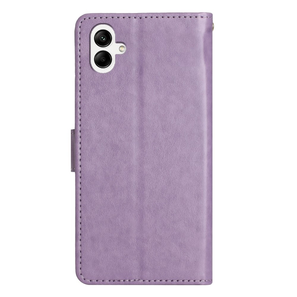 Virágok könyv tok Samsung Galaxy A06 4G-hez - világos lila