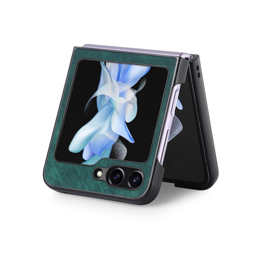 Vintage műanyag borító műbőrrel Samsung Galaxy Z Flip6 5G - zöld