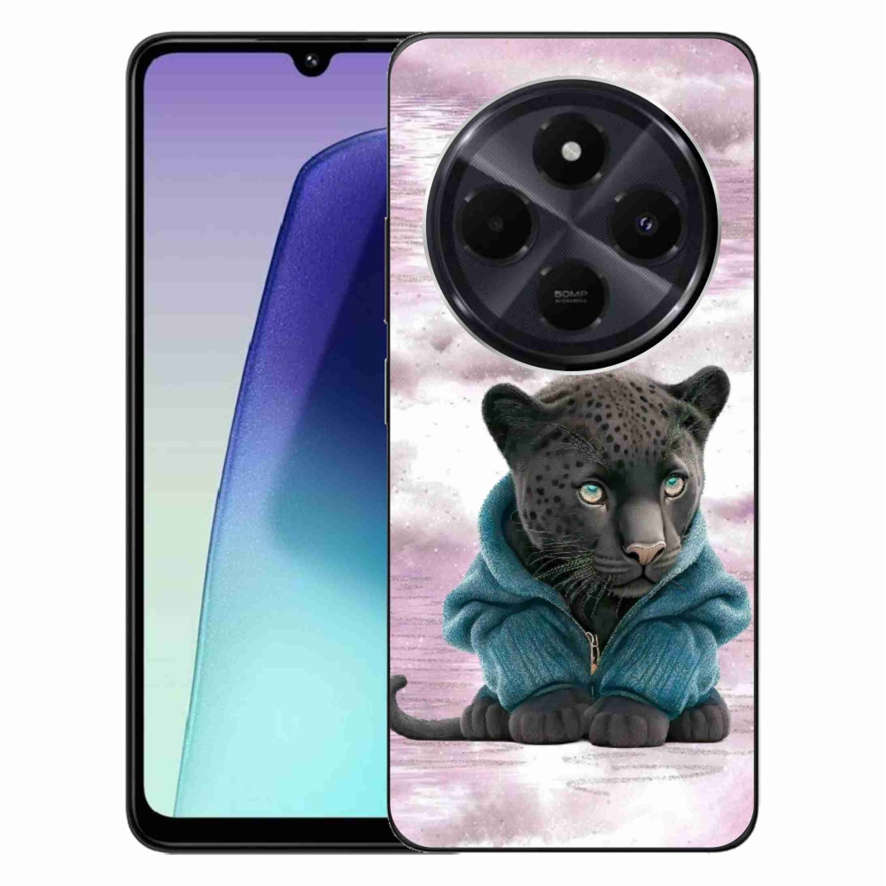 Gél borítás mmCase a Xiaomi Redmi 14C/Poco C75-hez - fekete párduc pulóverben