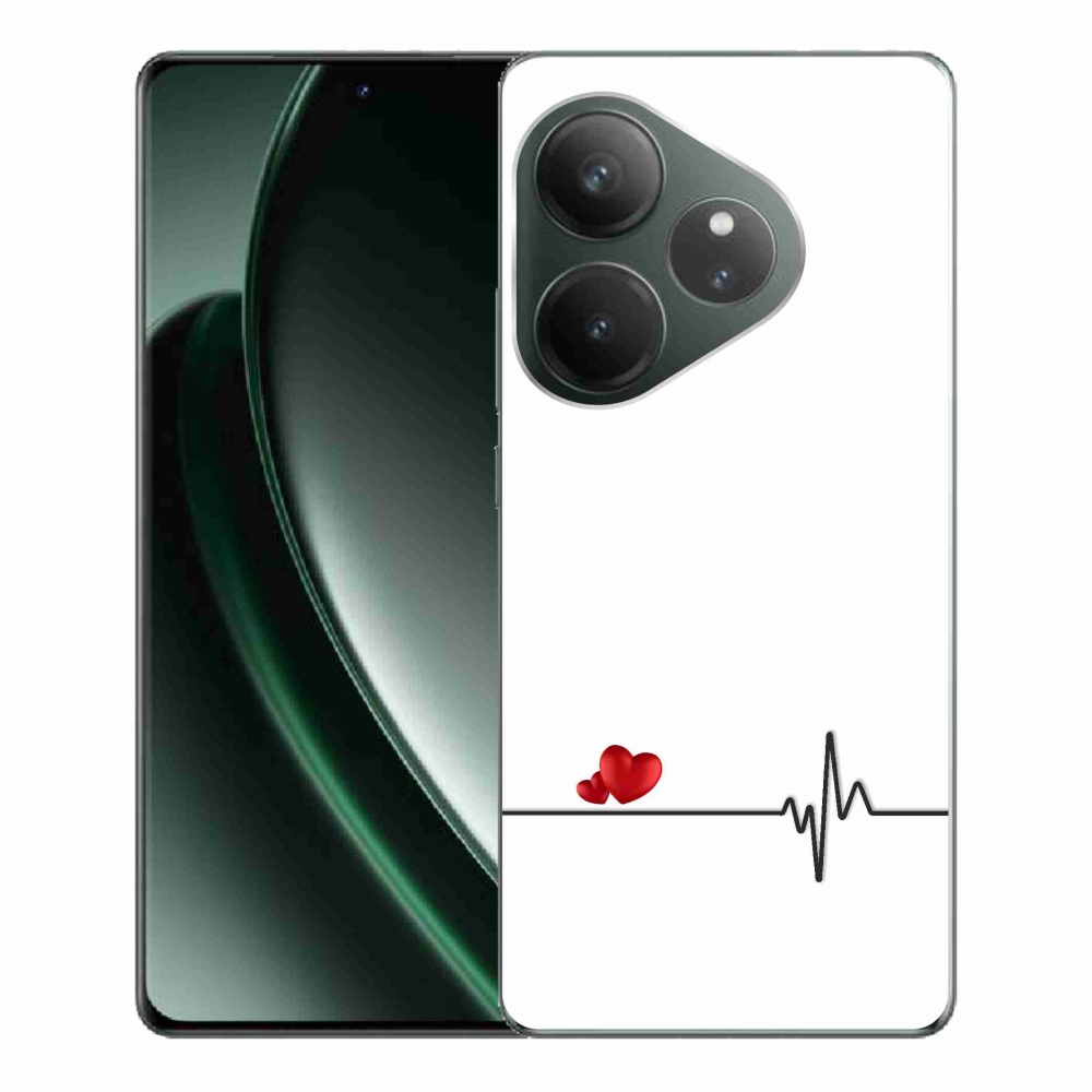 Gél borítás mmCase a Realme GT 6 5G/GT 6T 5G-n - szív és szívverés fehér háttérrel