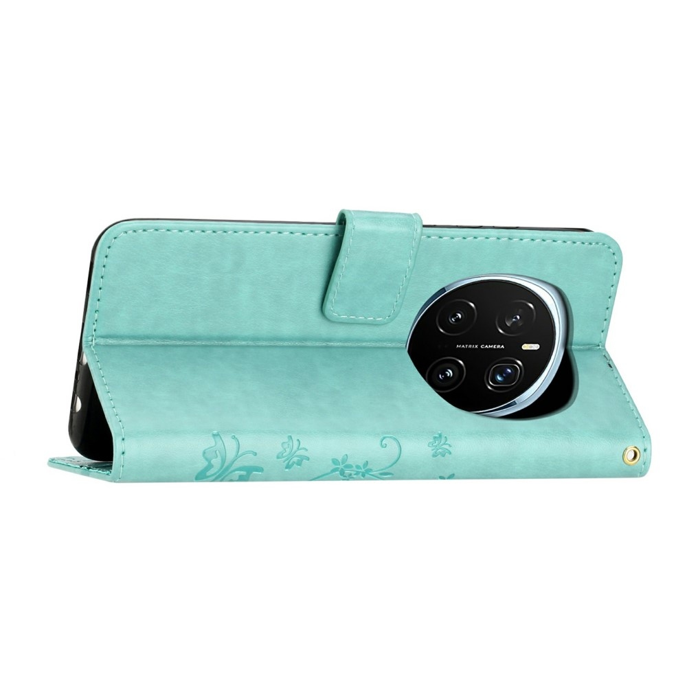 Virágok könyvtáska Honor Magic 7 Pro 5G - teal színű