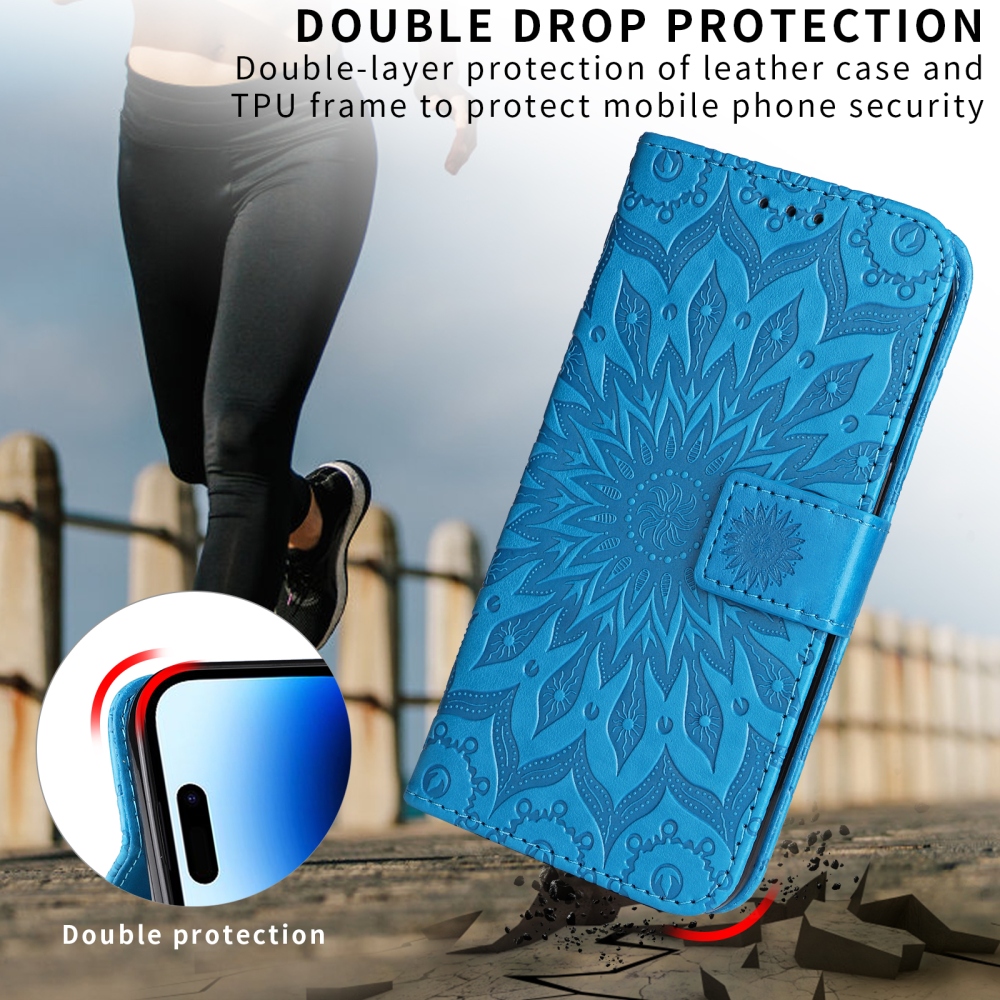 Napraforgó könyv tok Samsung Galaxy S25 FE készülékhez - kék