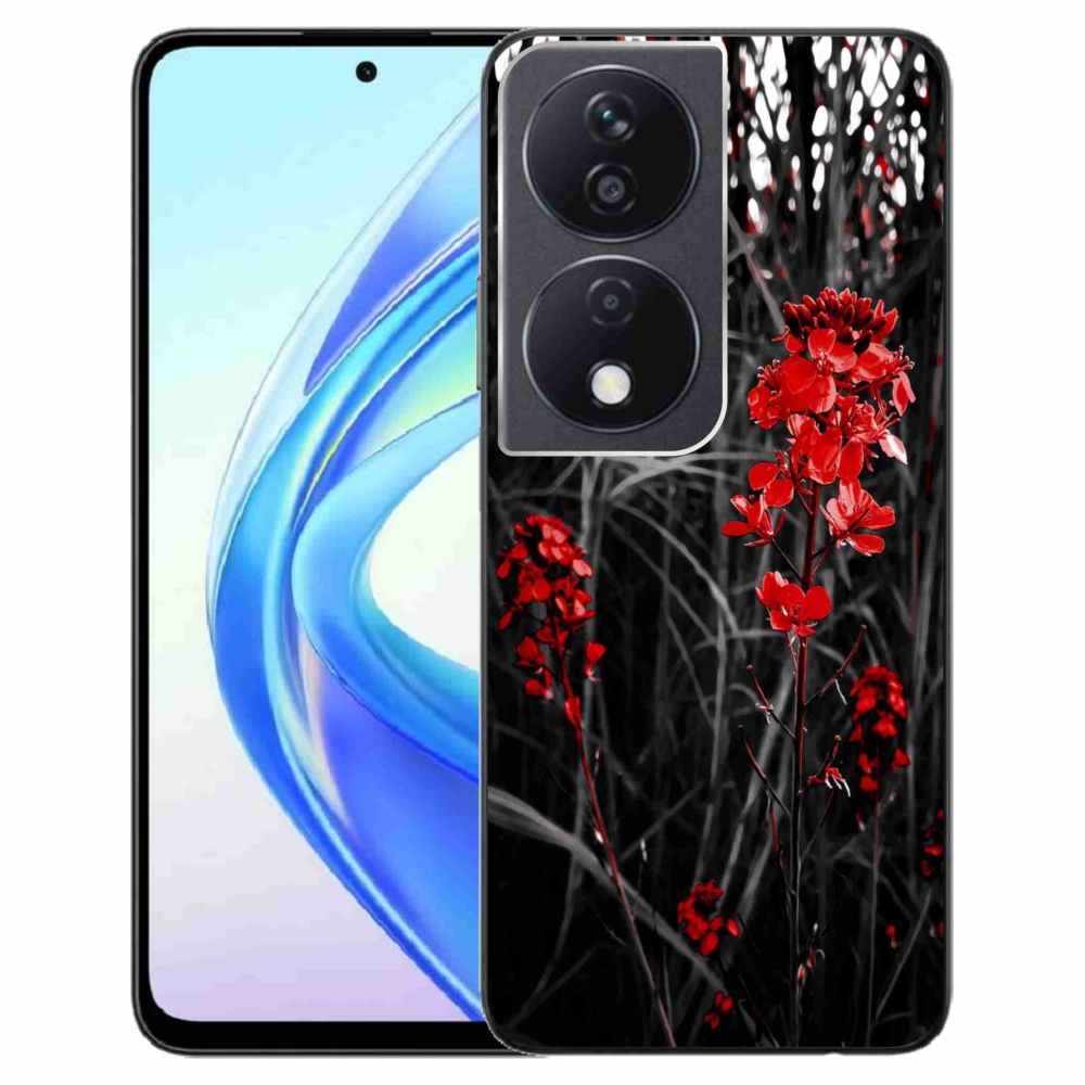 Zselés borítás mmCase a Honor X7b/Honor 90 Smart készülékhez - piros növény