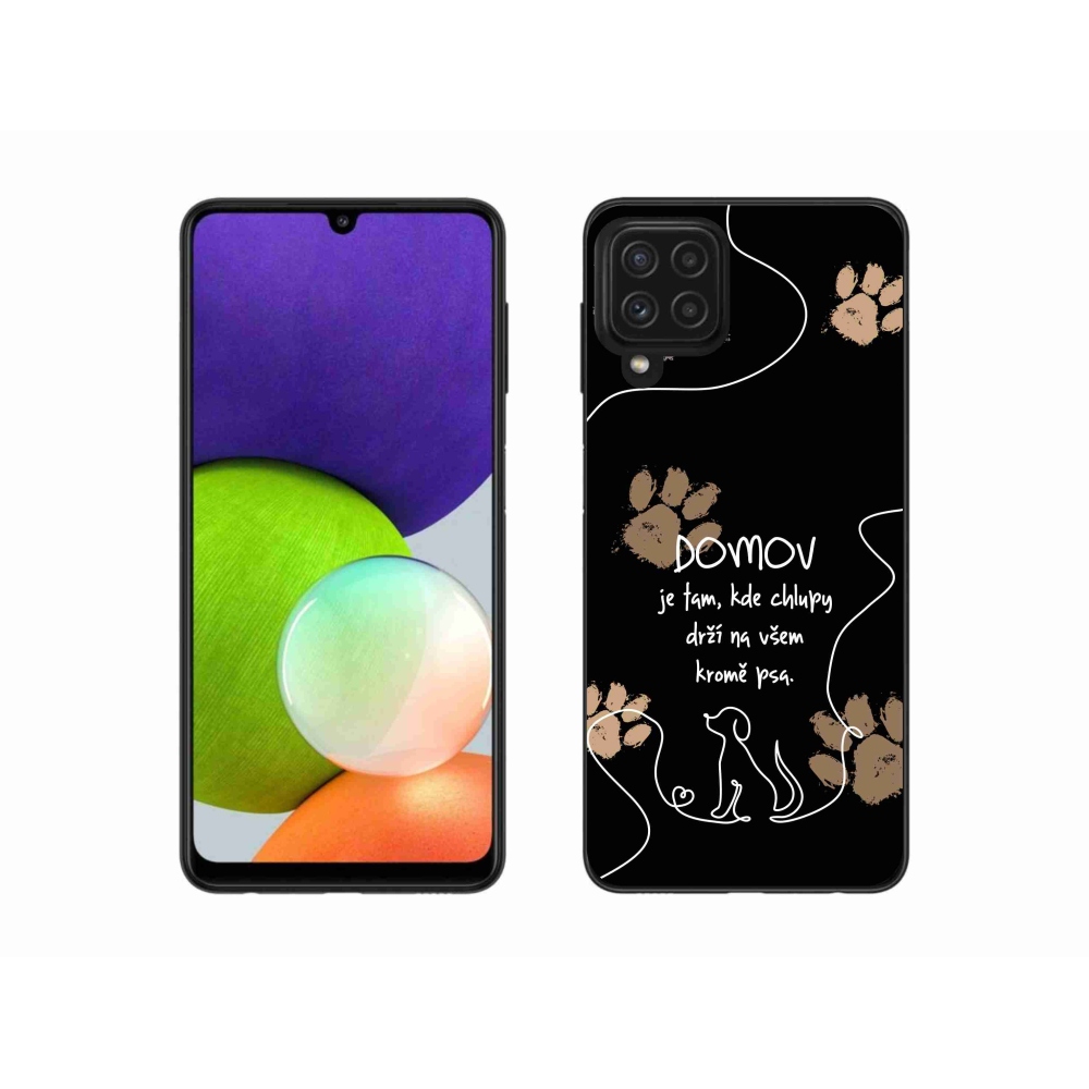 Gél borítás mmCase Samsung Galaxy A22 4G - kutya motívum fekete háttérrel