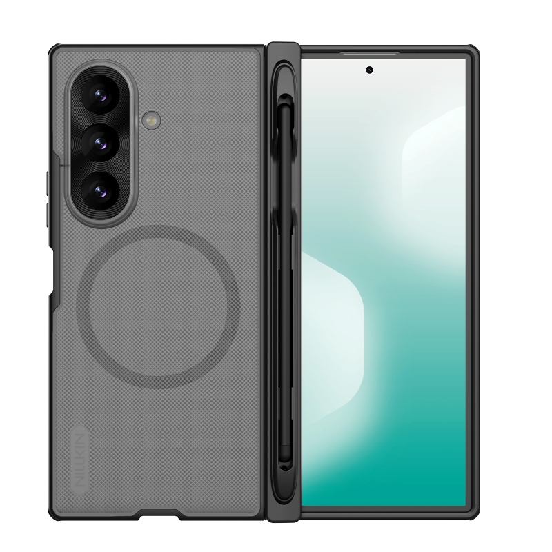 Nillkin Super Frosted FOLD mágneses tolltartóval ellátott hátsó tok a Samsung Galaxy Z Fold 8 Ultra-hoz, átlátszó fekete