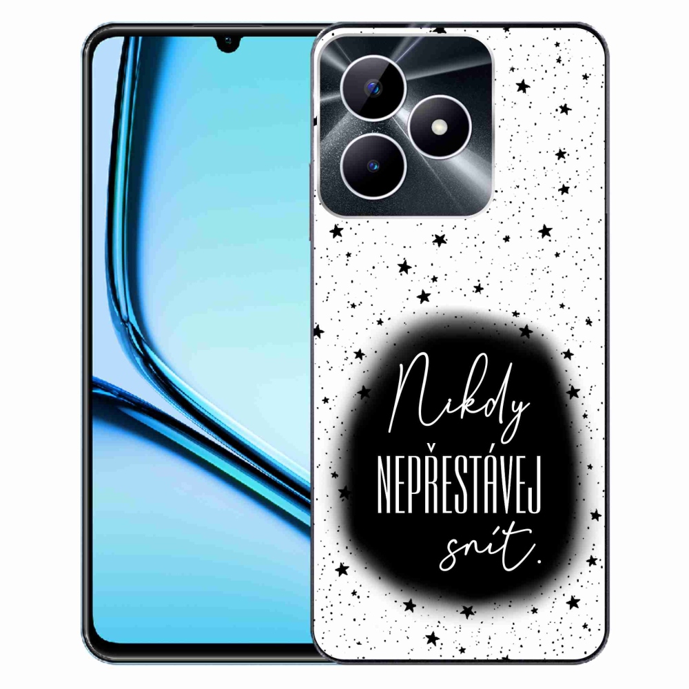 Zselés borító mmCase a Realme Note 50 készülékhez - idézet 1 fekete-fehér háttérrel