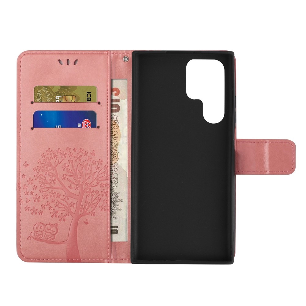 Fás könyv tok Samsung Galaxy S24 Ultra készülékhez - rózsaszín