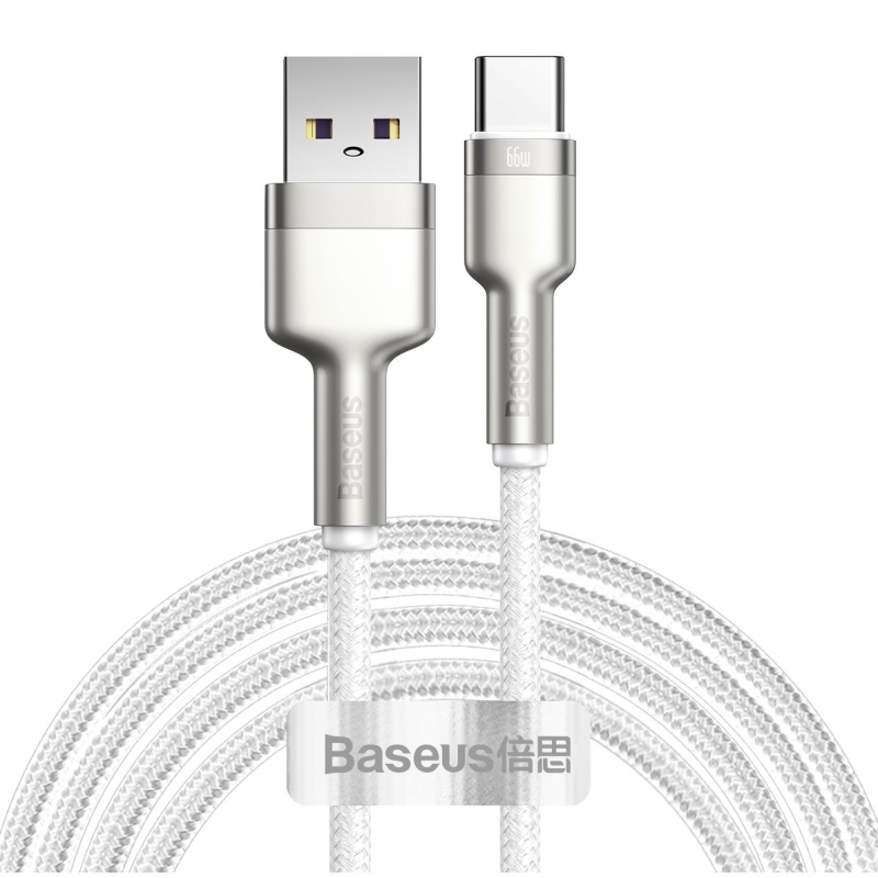 Baseus Cafule Metal sorozatú adatkábel USB-USB-C 66W 2m Fehér