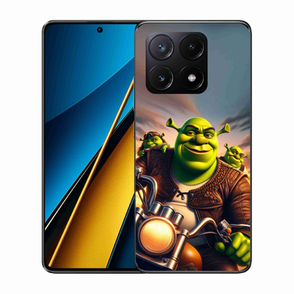 Gél borítás mmCase a Xiaomi Poco X6 Pro 5G számára - Shrek egy motorkerékpáron