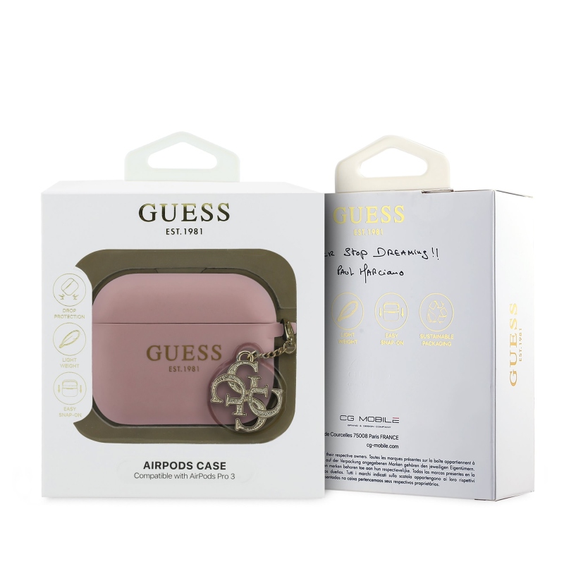 Guess 4G Charm szilikontok AirPods Pro 3-hoz, rózsaszín