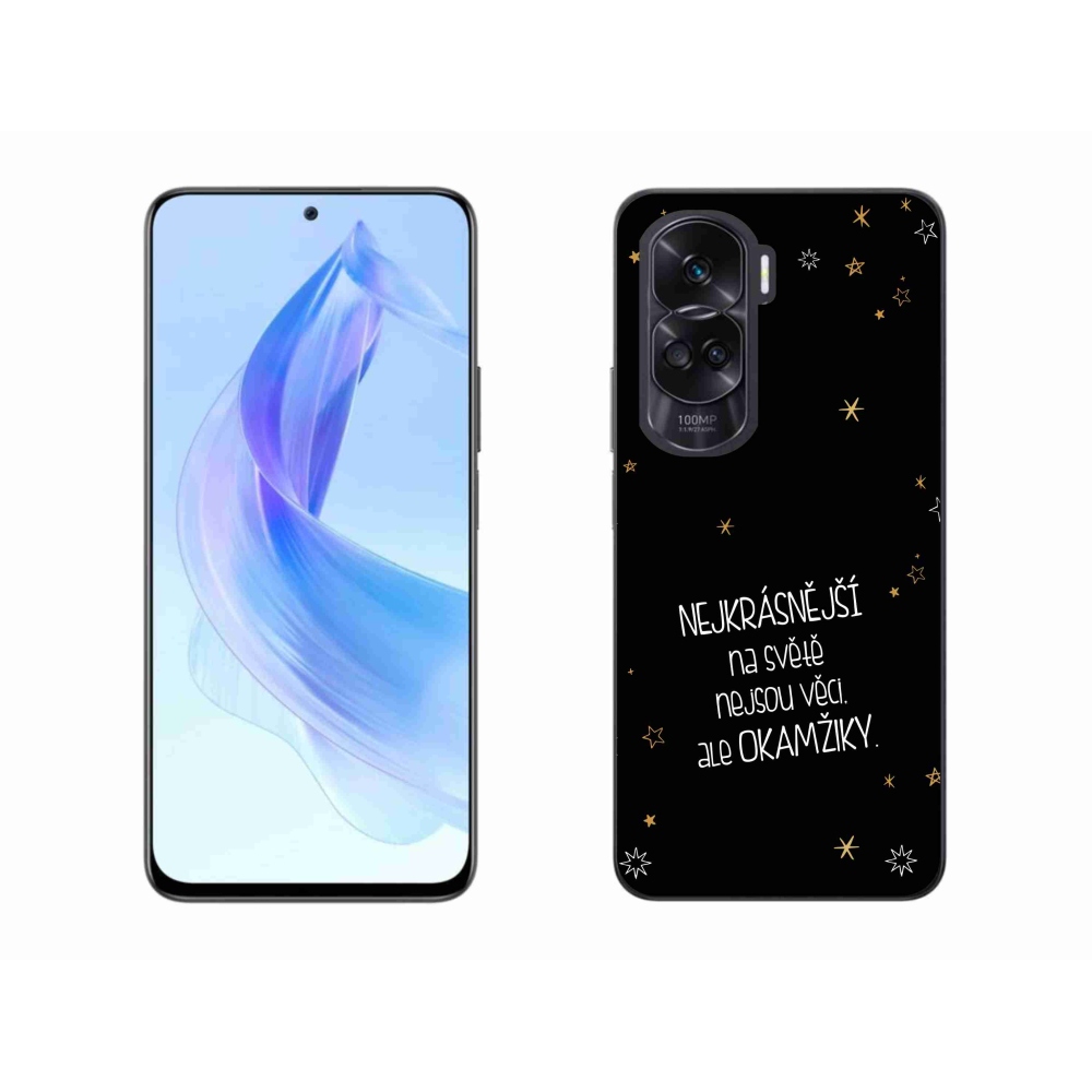 Zselés borítás mmCase a Honor 90 Lite készülékhez - idézet 4 fekete háttér