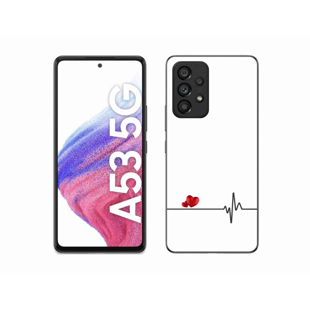 Gél borító mmCase Samsung Galaxy A53 5G - szív és szívverés fehér háttérrel