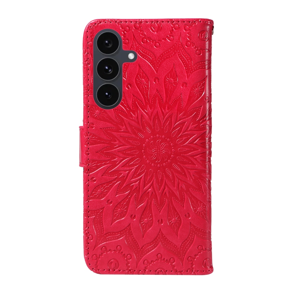 Napraforgó könyv tok Samsung Galaxy S25 FE készülékhez - piros