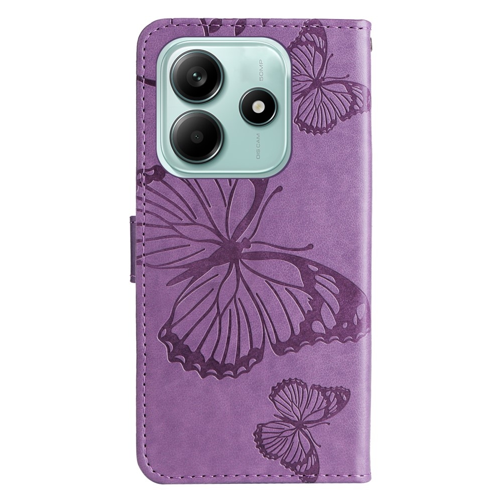 Nagy pillangó könyv tok a Xiaomi Redmi Note 14 5G-hez - lila