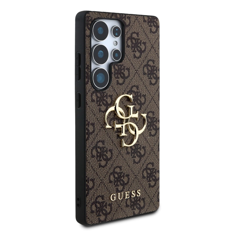 Guess PU 4G fém logós hátlap Samsung Galaxy S25 Ultra Brownhoz