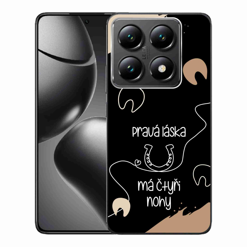 Gél borítás mmCase a Xiaomi 14T Pro számára - ló motívum fekete háttérrel