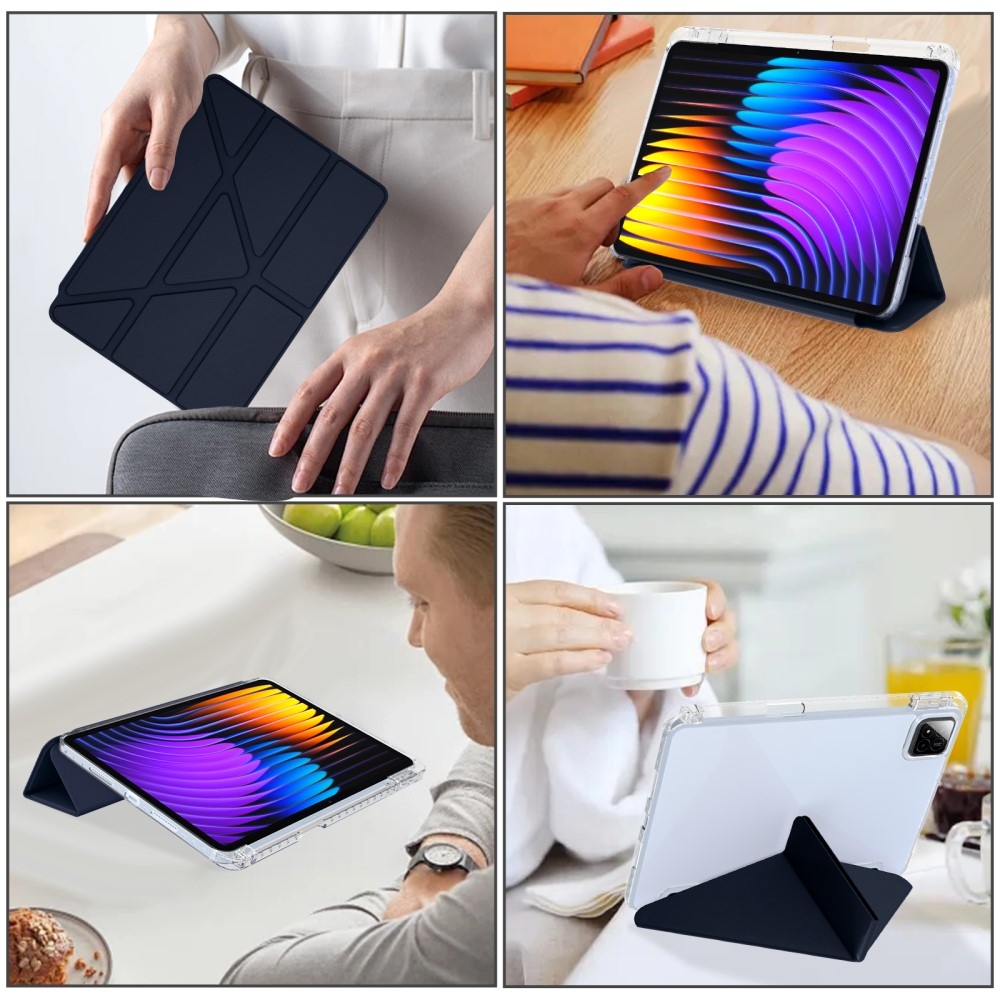 Origami intelligens pozicionáló tok Xiaomi Pad 7/7 Pro táblagéphez - sötétkék