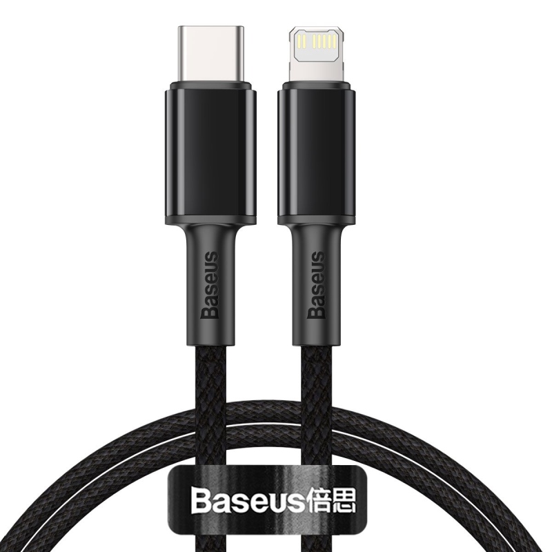 Baseus High Density Braided Series gyors töltő kábel USB-C - világítás 20W 1m fekete