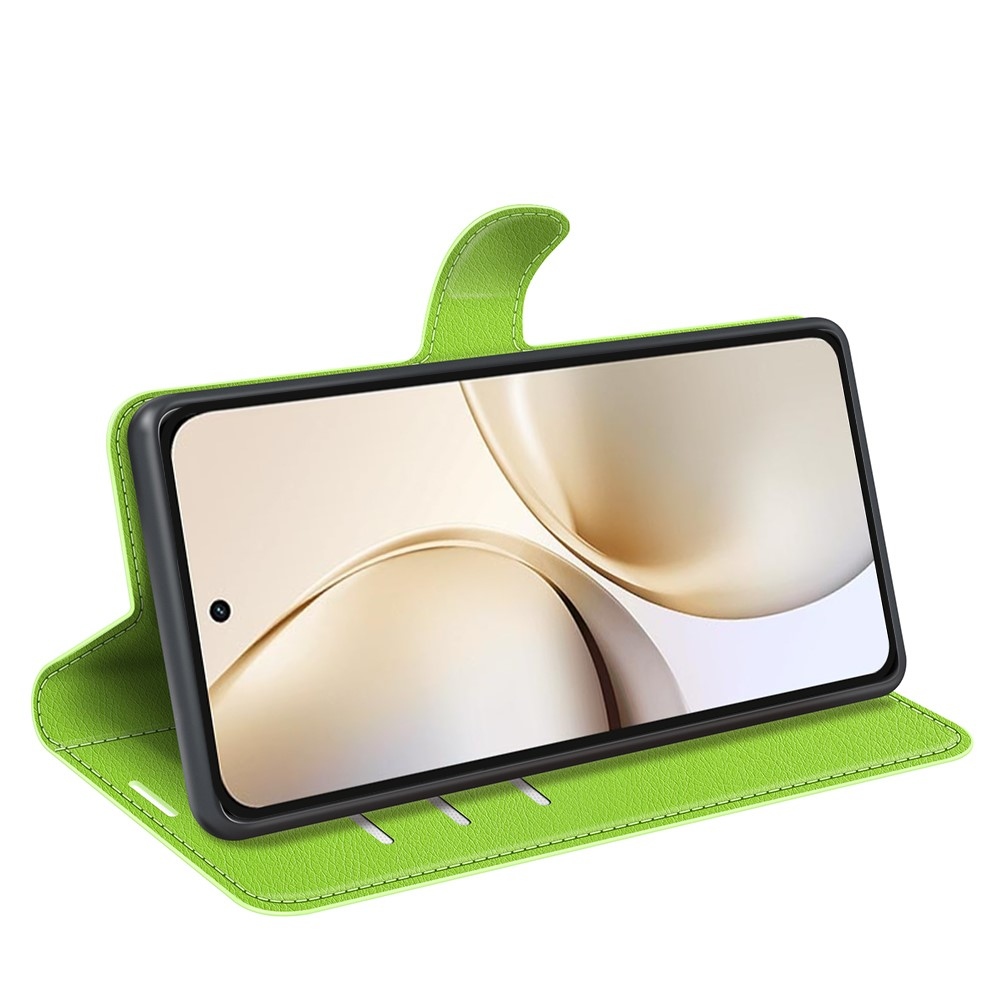 Litchi könyvtáska a Realme 14 Pro+ 5G készülékhez - zöld