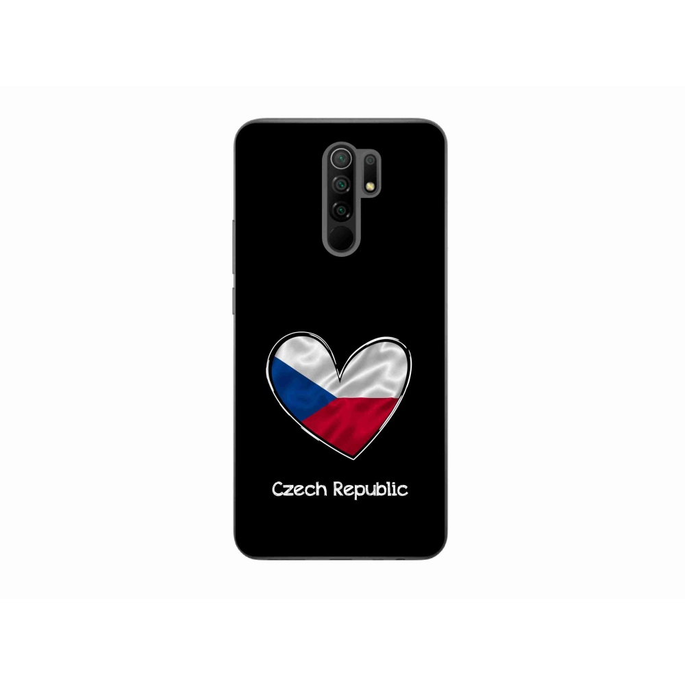 Gél borító mmCase a Xiaomi Redmi 9-hez - zászlós szív fekete háttérrel
