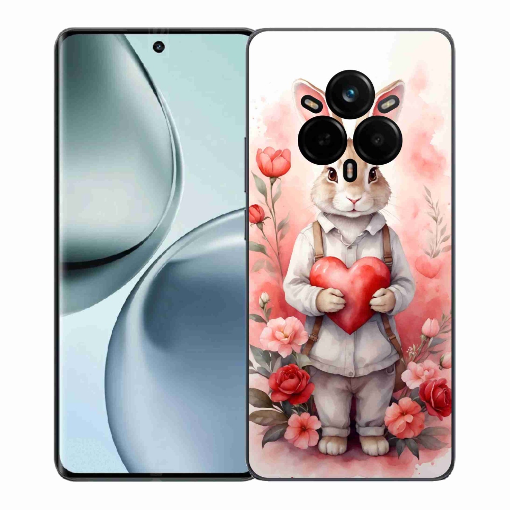 Gél borítás mmCase a Realme 14 Pro+ 5G számára - nyúl szívvel