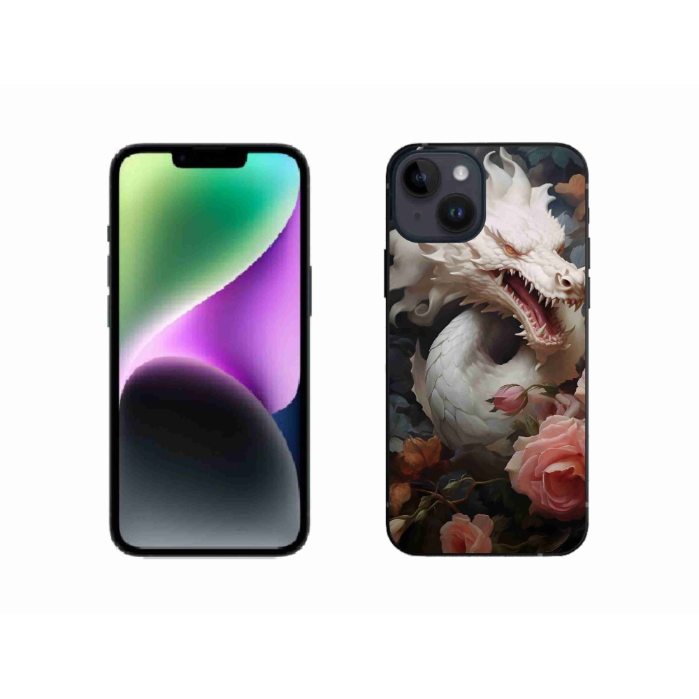 Zselés borítás mmCase iPhone 14 készülékhez - fehér sárkány