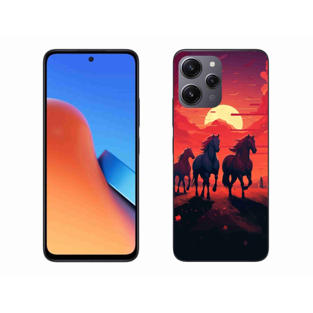 Gél borító mmCase a Xiaomi Redmi 12 - lovak és naplemente számára
