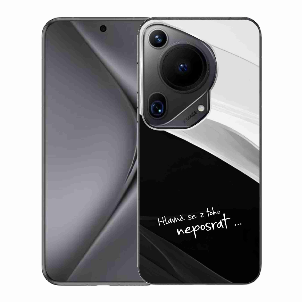 Gél borító mmCase a Huawei Pura 70 Ultra készülékhez - vicces szöveg 13 fekete-fehér háttérrel